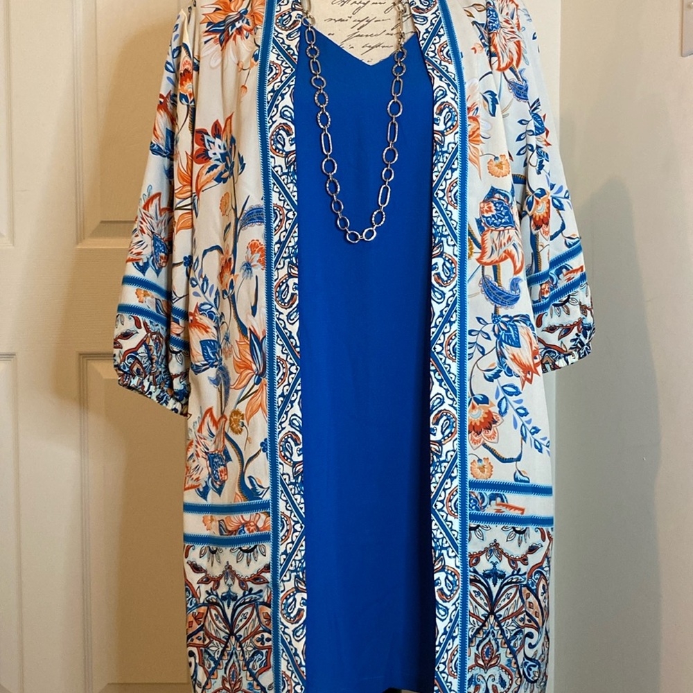 Kimono Jacket Rising Bloom Patch work Trim accents fully lined - Small 4/6 - Picture 2 of 6